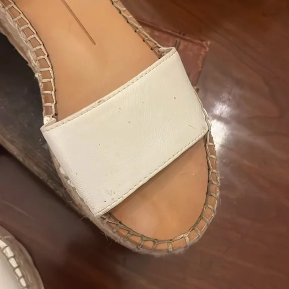 Dolce Vita Larita Leather Espadrilles Platform Sandals Shoes White - Picture 7 of 16